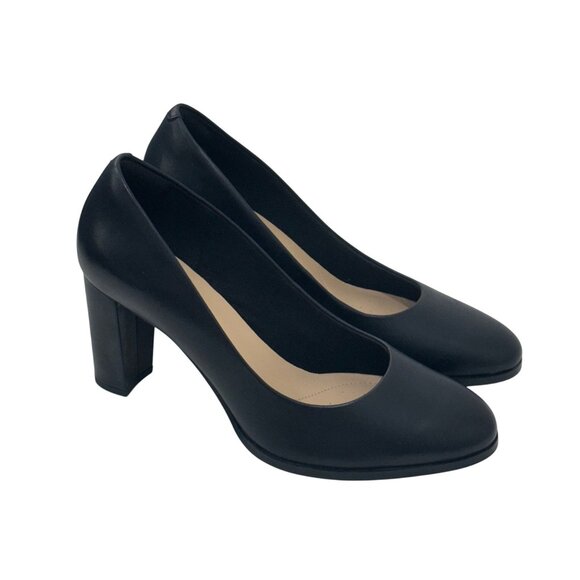 Clarks Womens Kaylin Cara Black Leather Comfortable Block Heel Pumps SZ 9M - Picture 9 of 12